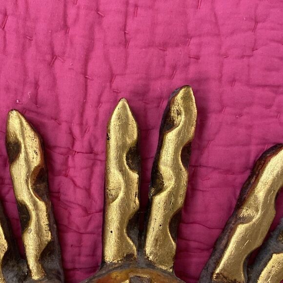 Gold Sunburst Mirror on Pink Background - Picture 4 of 7